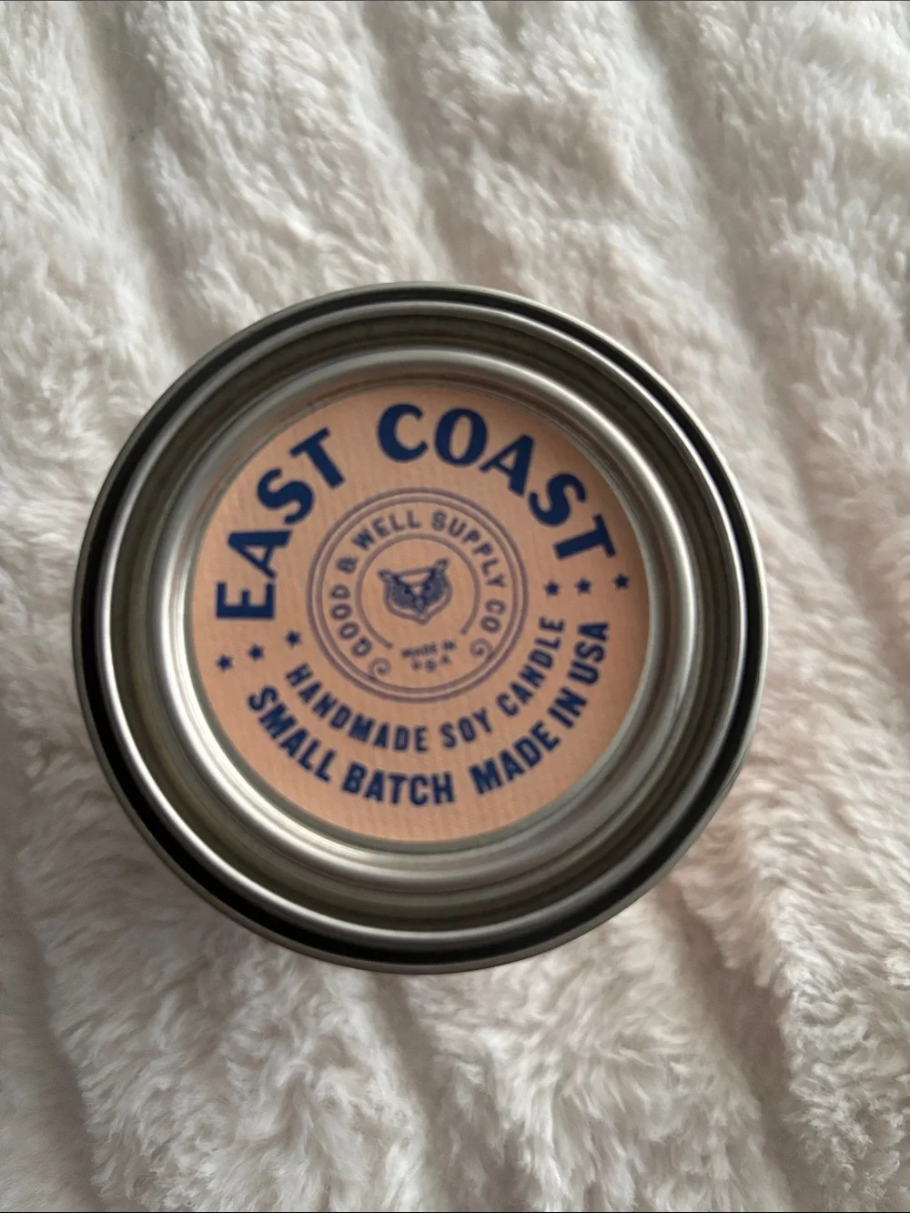EAST COAST Soy Wax Candle - Peachy Pink Label. NWT